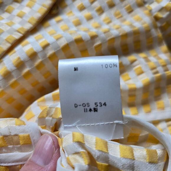 Guy Laroche Paris Silk Gingham Checked Jacket Blazer Yellow SZ-38 Made in Japan - Picture 5 of 7